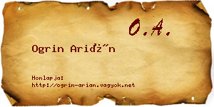 Ogrin Arián névjegykártya